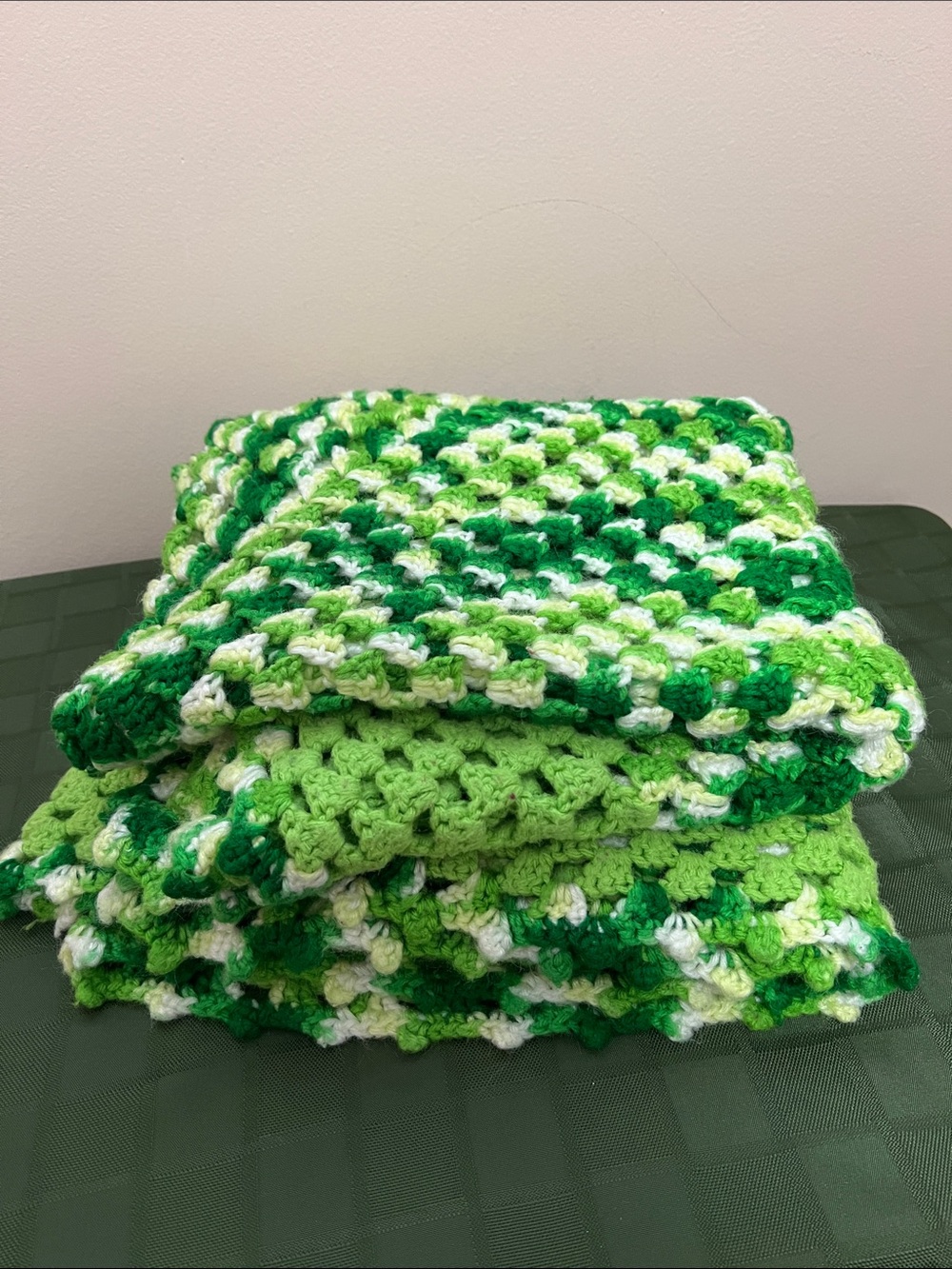 Handmade Green Crochet Throw Blanket